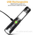 Linterna LED XML-T6 y COB recargable USB